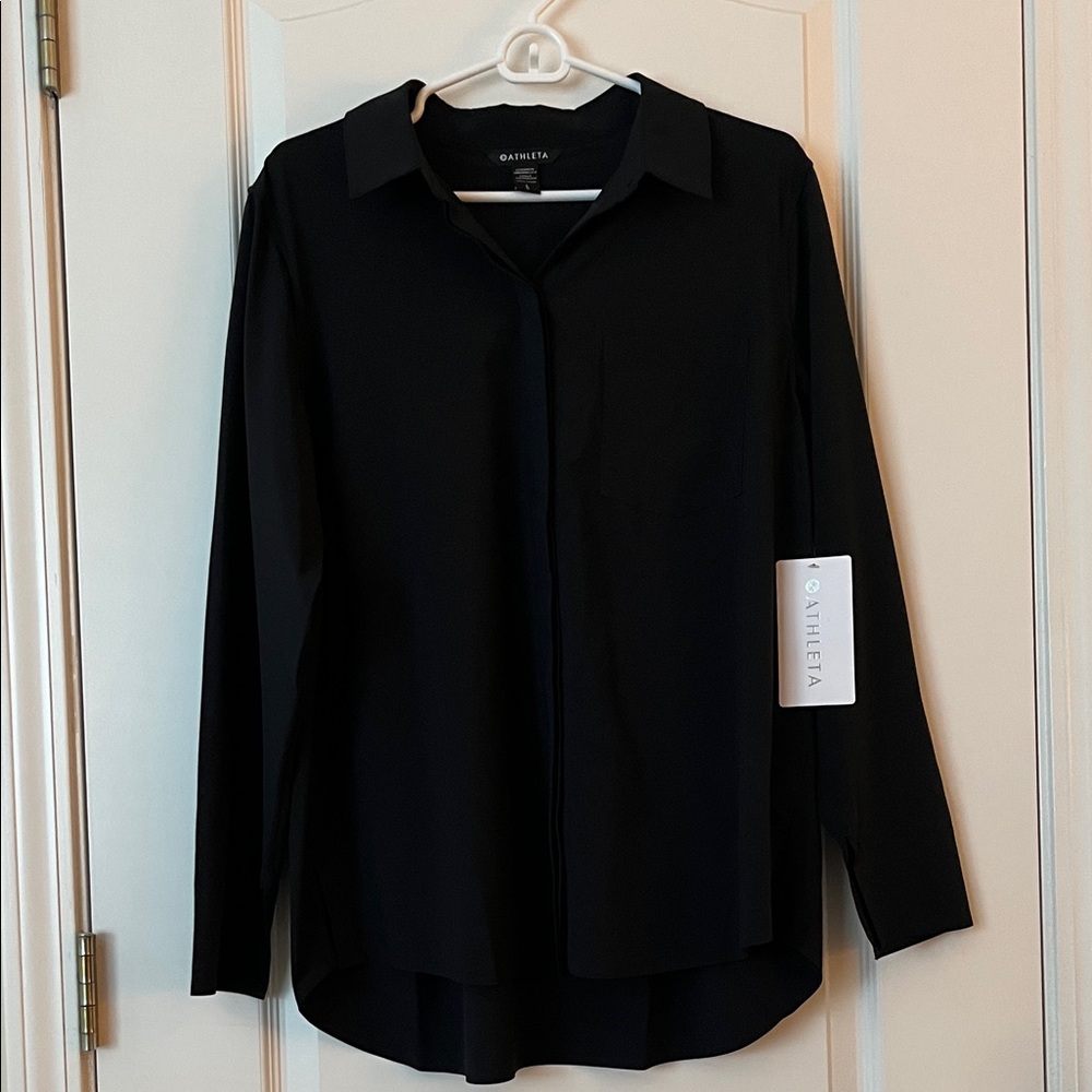 NWT Athleta Women’s Black Haut Everlasting Top - Lightweight - Versatile - L